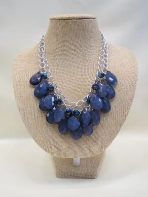 ADO | Blue Double Layer Necklace Silver Chain