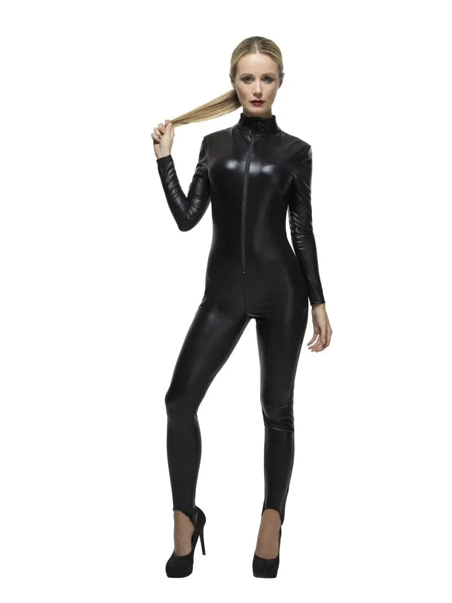 Black Catsuit Halloween Cat Miss Whiplash Adult Costume