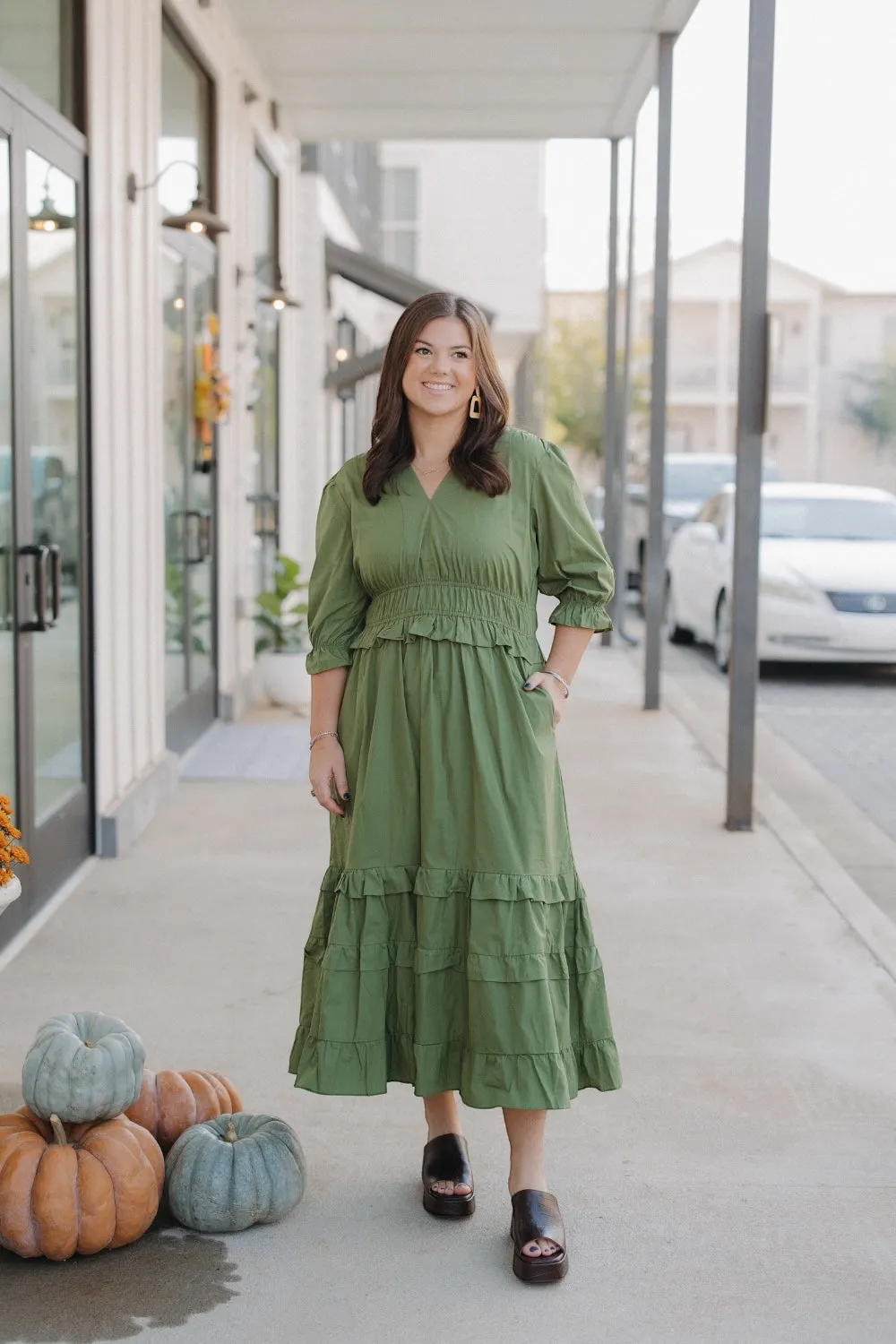 Karina Olive Midi Dress by Maude