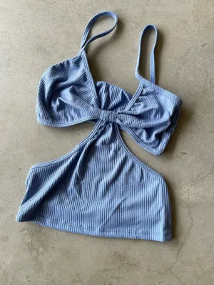 Ribbed Side Cuts Top | Summer Blue