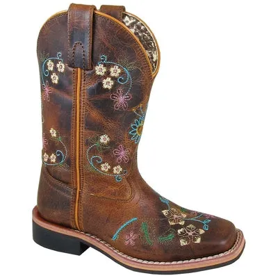 Smoky Mountain Kid's Floralie Brown Embroidered Square Toe Boots 3843C